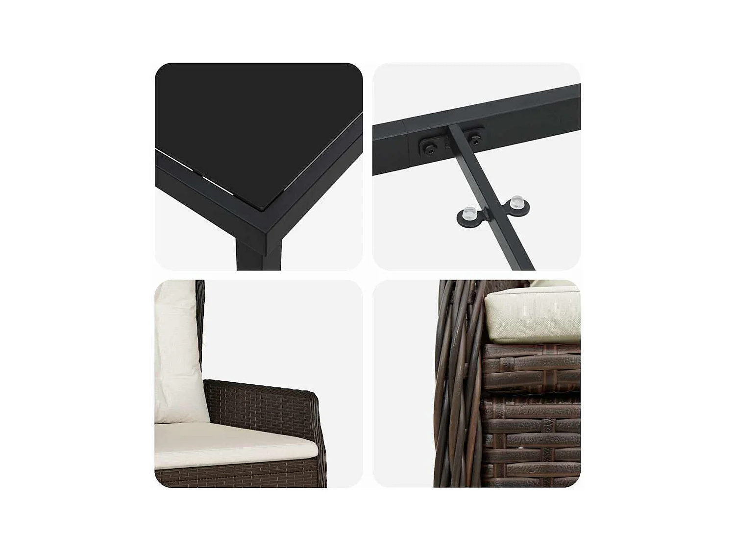 Ensemble de salle à manger jardin 5 pièces en rotin marron