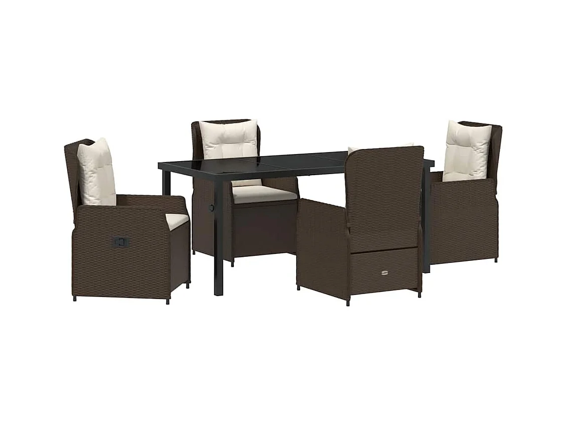 5-delige bruine rotan tuinset