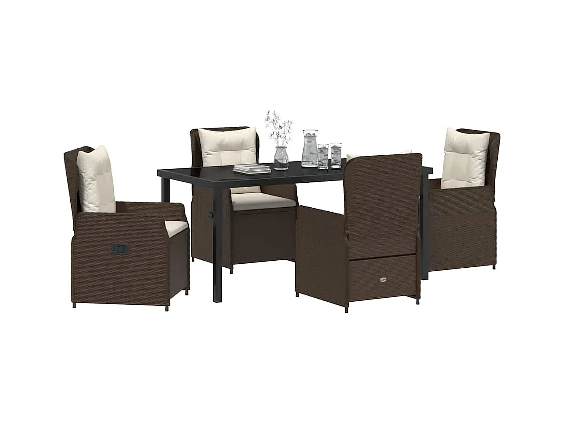 5-delige bruine rotan tuinset