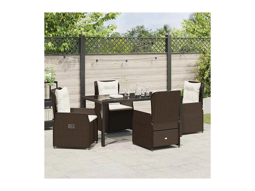 5-delige bruine rotan tuinset