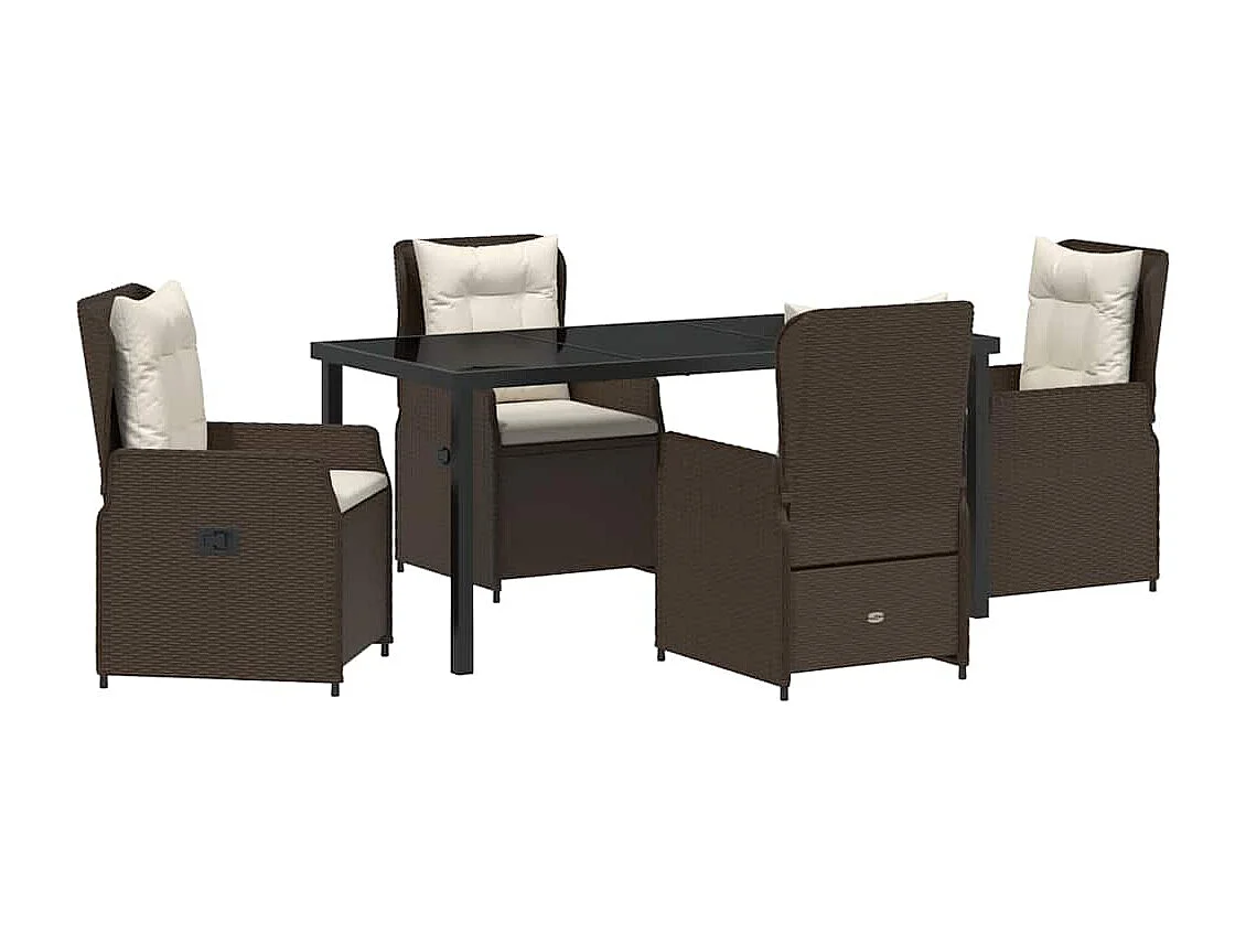 Set da pranzo da giardino in rattan marrone da 5 pezzi