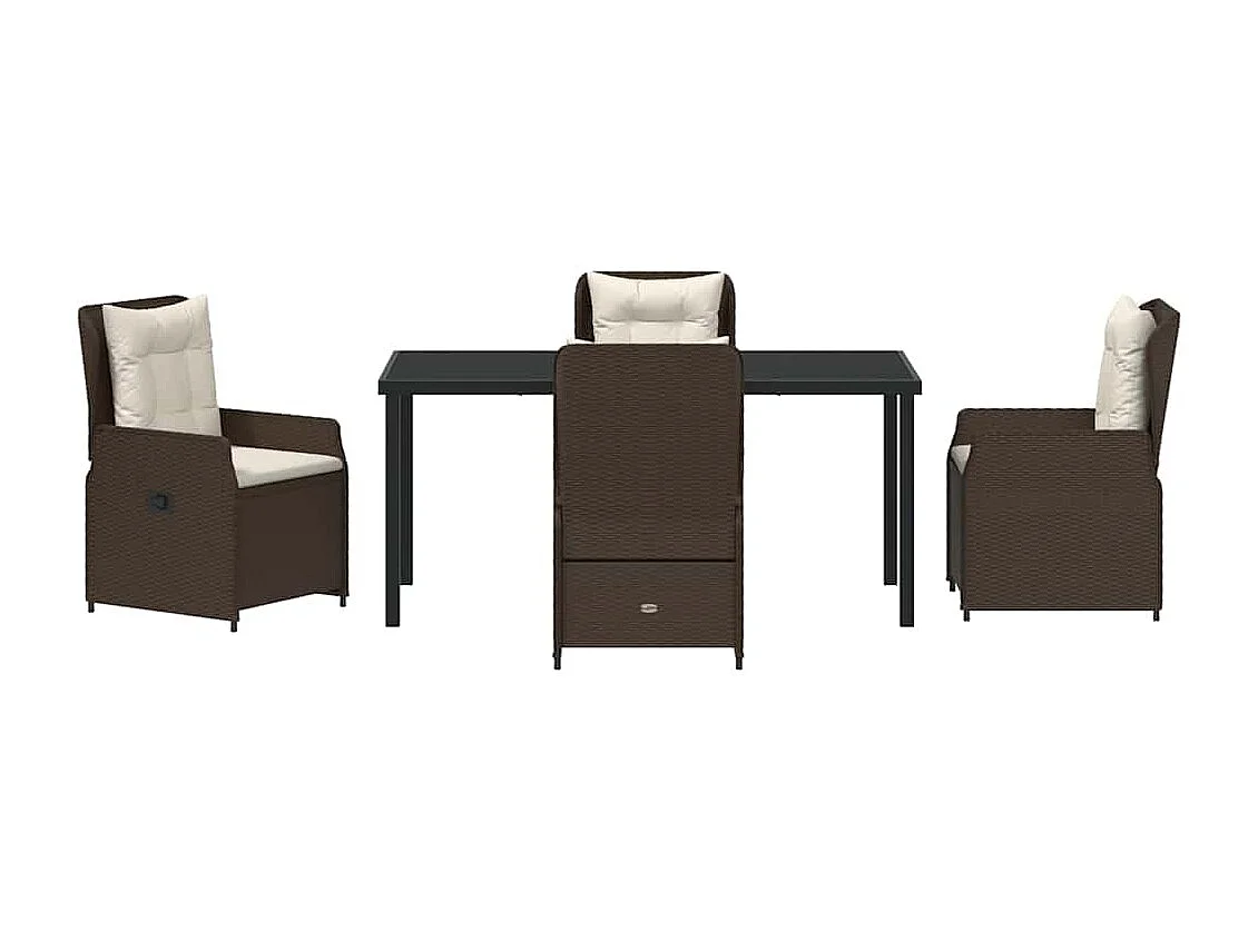 Set da pranzo da giardino in rattan marrone da 5 pezzi