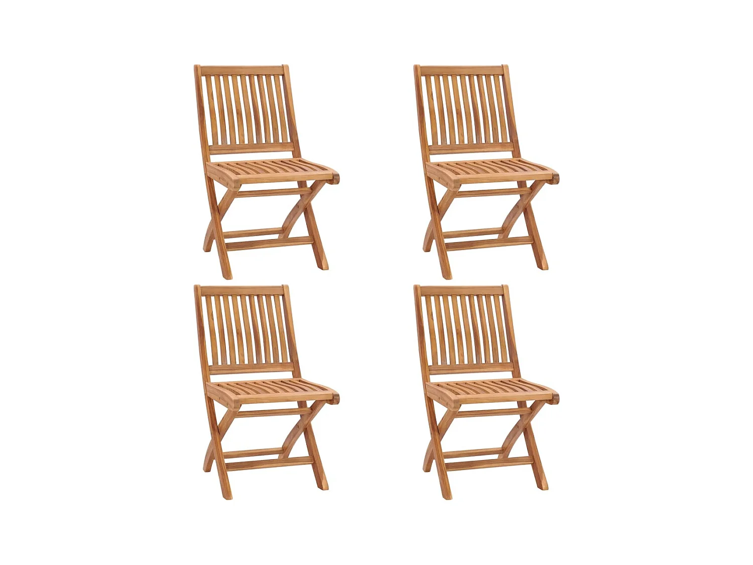 Chaises pliables de jardin avec coussins lot de 4 Teck solide