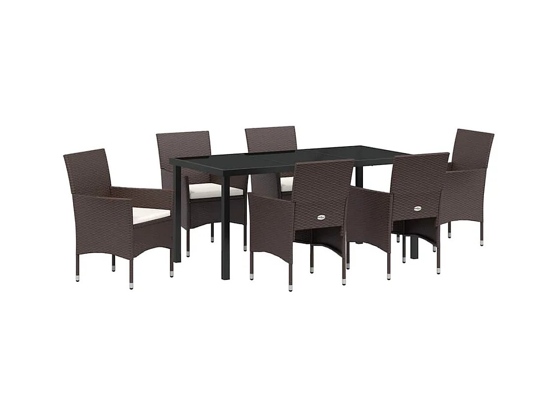 Set da giardino 7 pezzi in polyrattan marrone