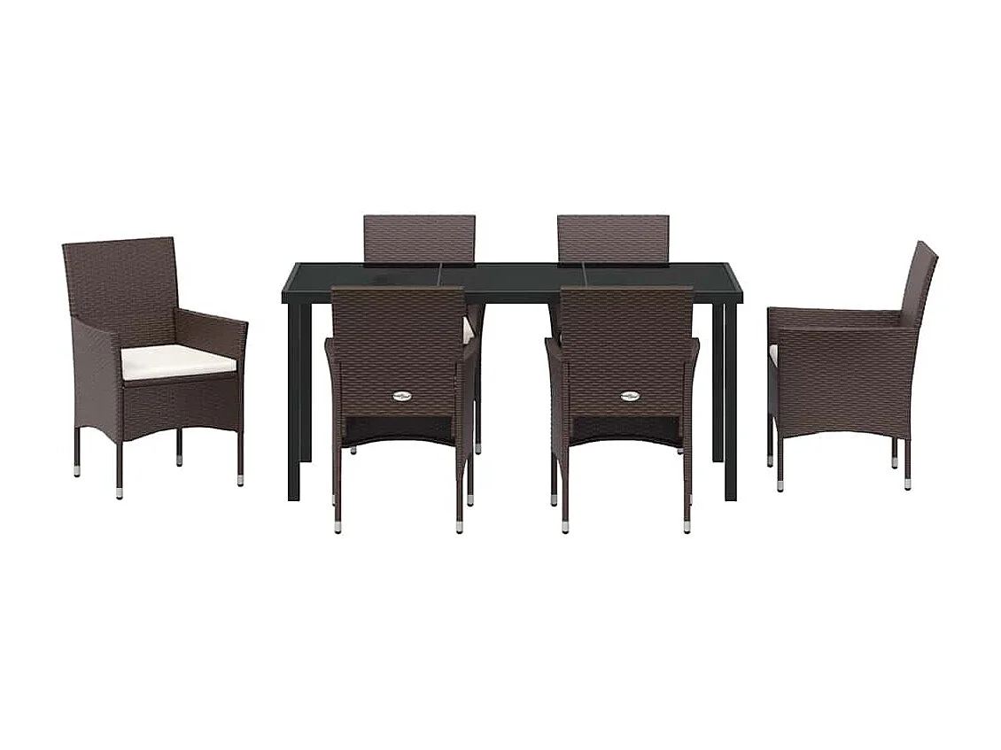 Set da giardino 7 pezzi in polyrattan marrone