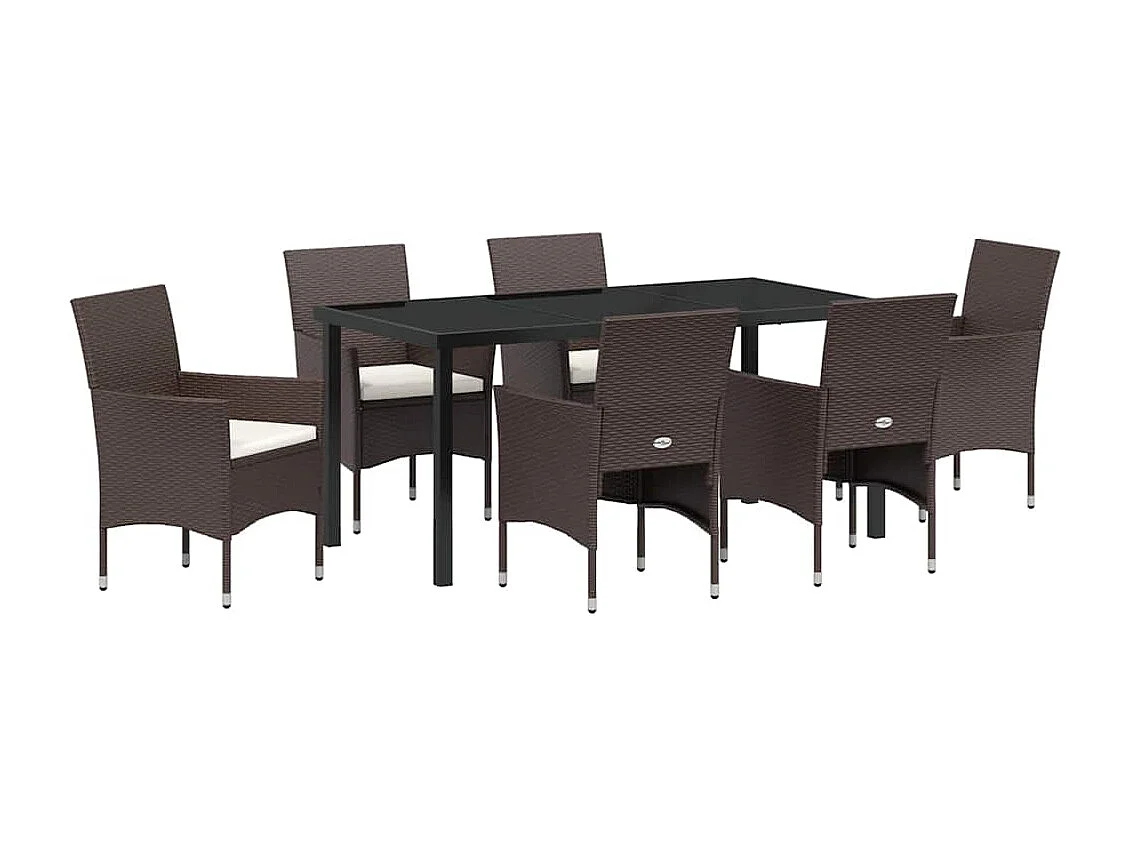 Set de jardin 7 pièces Marron Rotin poly