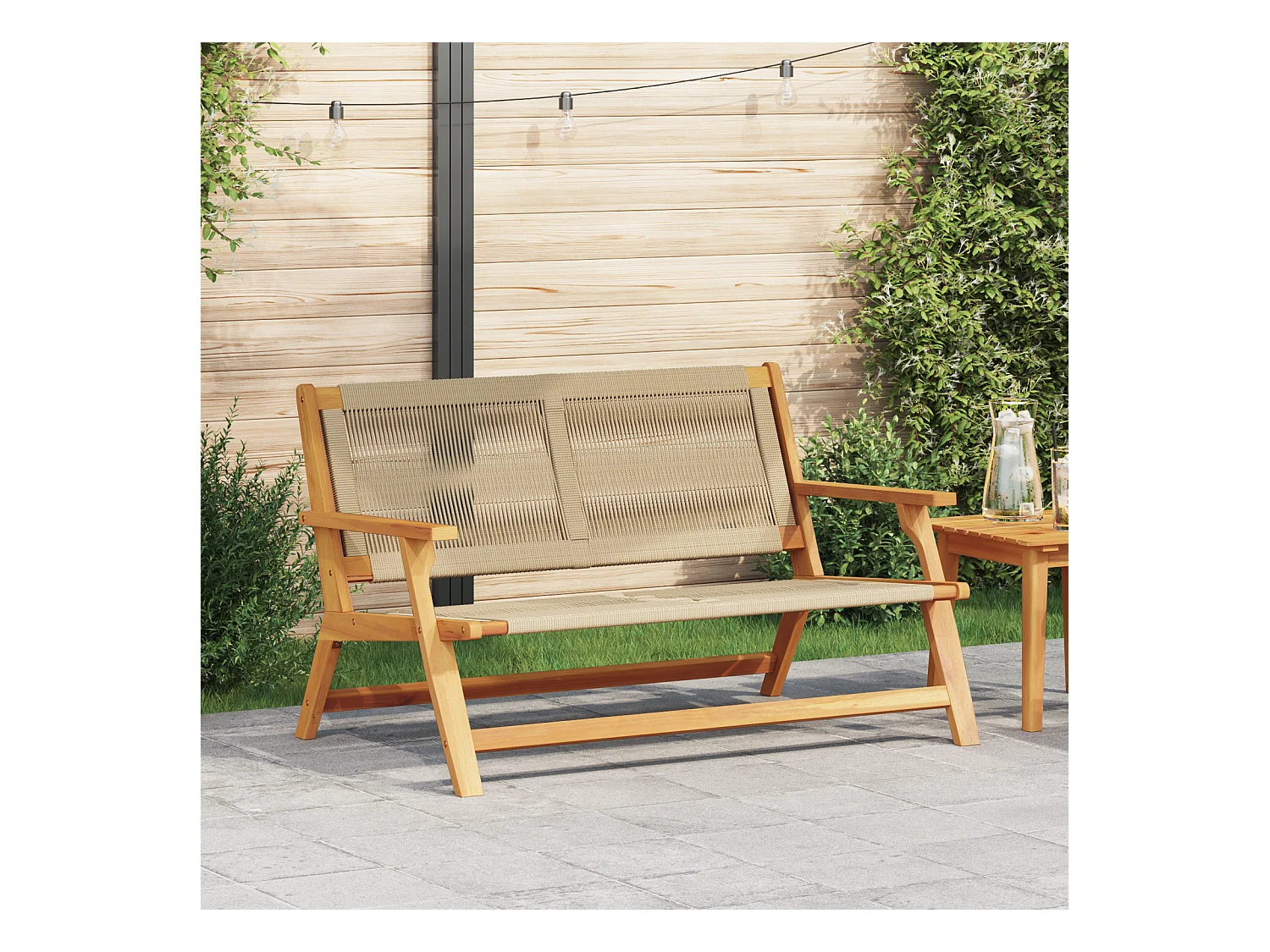 Panca da giardino beige 76x122x73 cm Legno massello di acacia