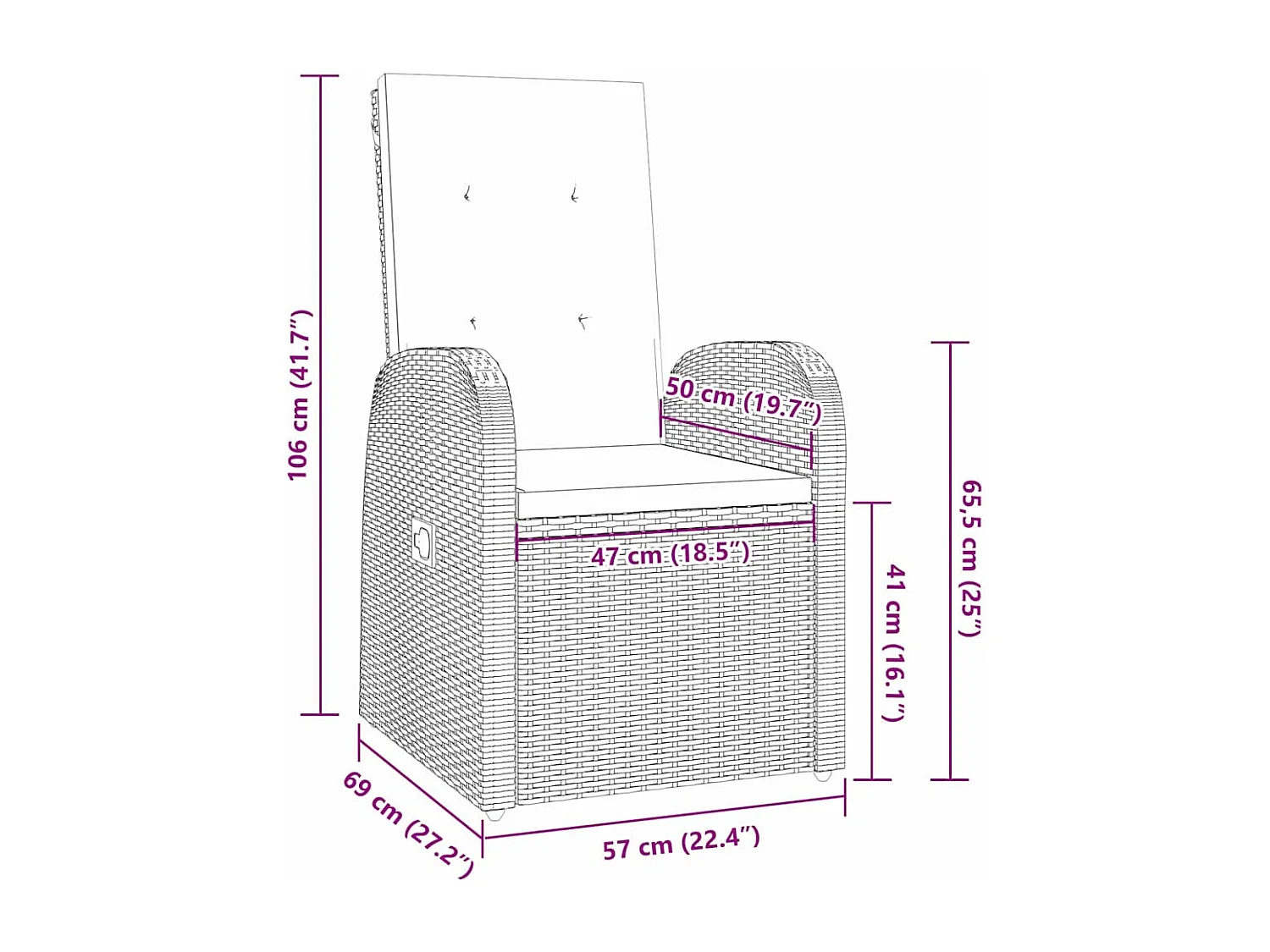 Set da pranzo da giardino da 7 pezzi con cuscini in polyrattan grigio
