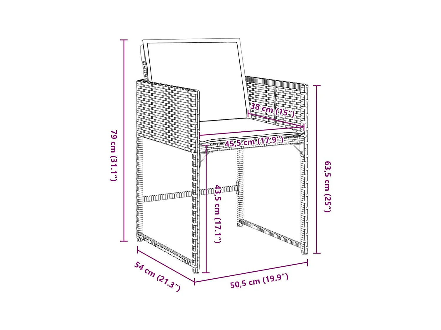 Ensemble de Salle à Manger de Jardin avec Coussins Noir Rattan Poly