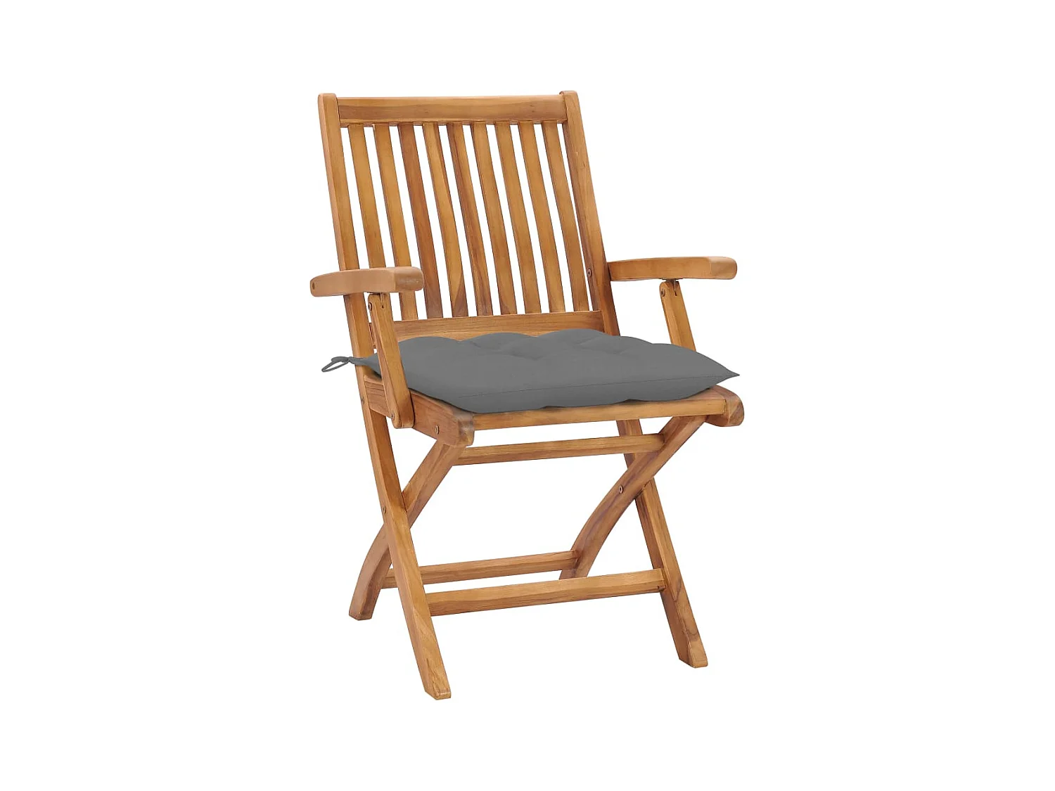 Chaises de jardin lot de 2 et coussins gris Bois de teck massif