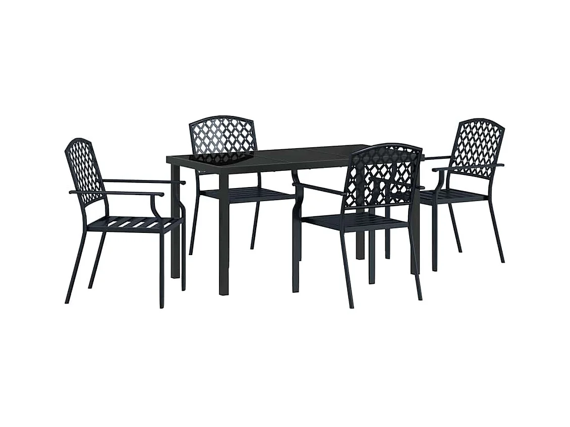 Set da pranzo da giardino 5 pezzi in acciaio antracite