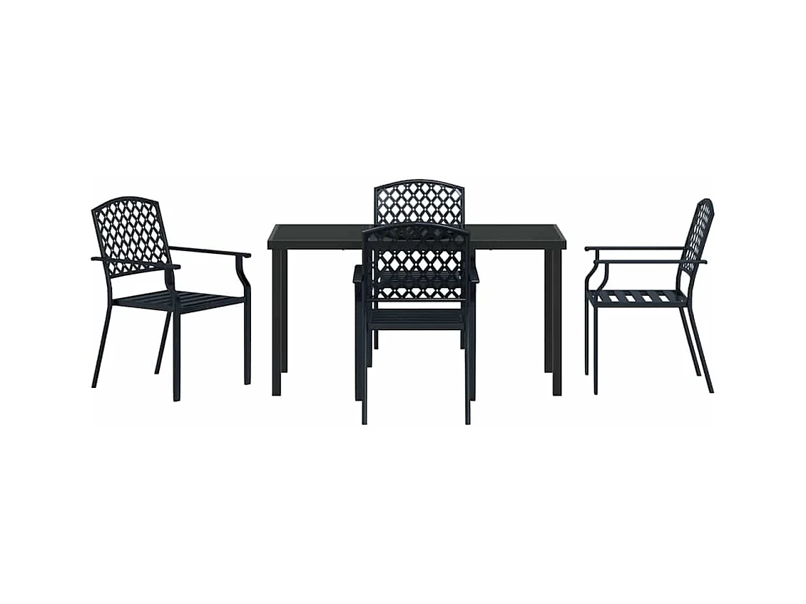 Set da pranzo da giardino 5 pezzi in acciaio antracite