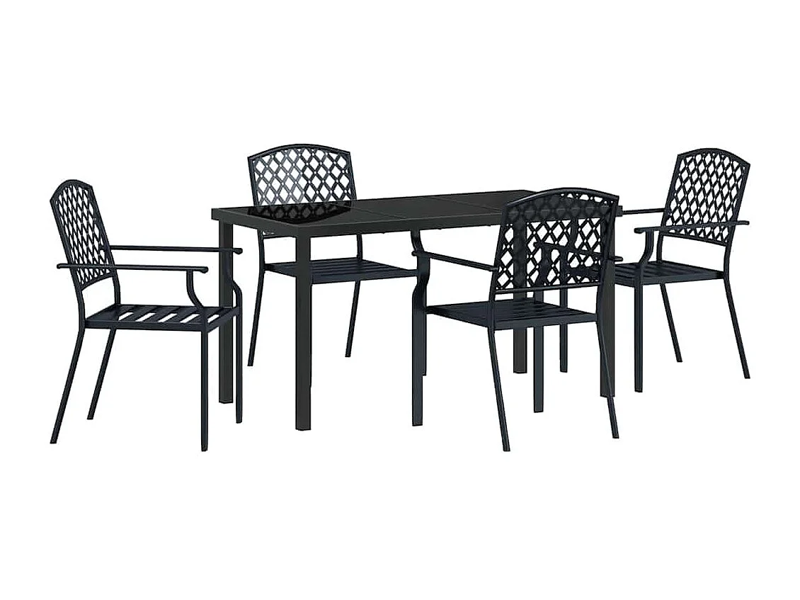 Ensemble de salle à manger de jardin 5 pièces acier anthracite