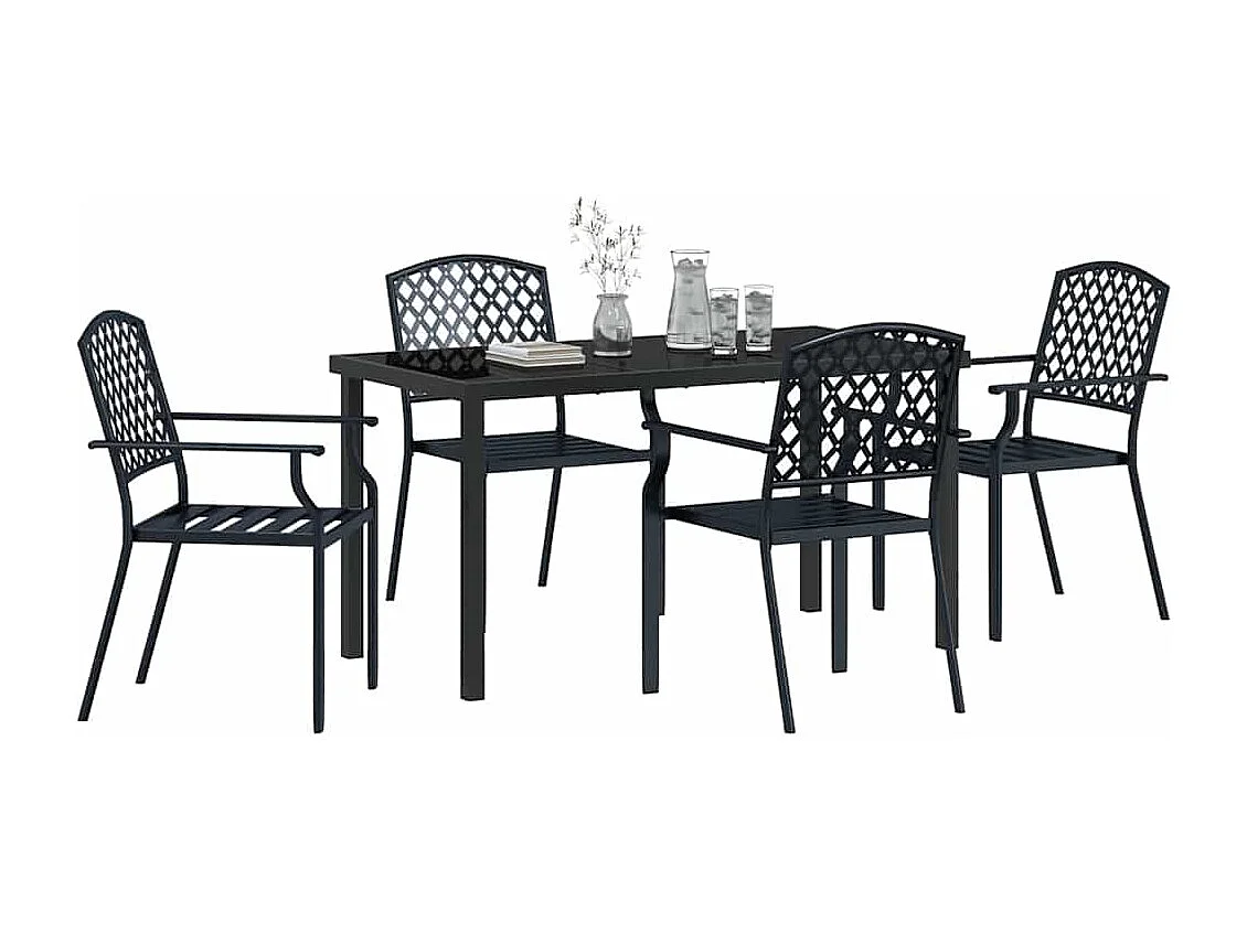 Ensemble de salle à manger de jardin 5 pièces acier anthracite