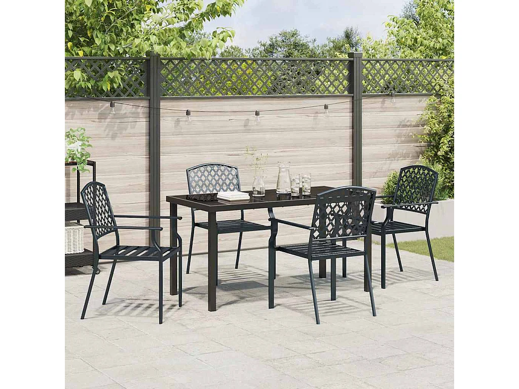 Ensemble de salle à manger de jardin 5 pièces acier anthracite