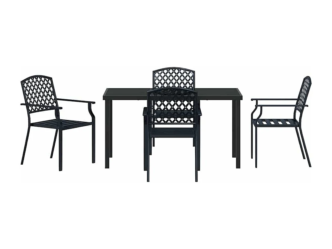 Ensemble de salle à manger de jardin 5 pièces acier anthracite