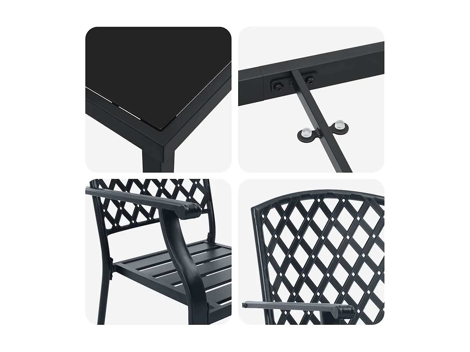 Ensemble de salle à manger de jardin 5 pièces acier anthracite