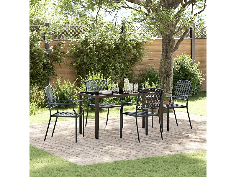 Set da pranzo da giardino 5 pezzi in acciaio antracite