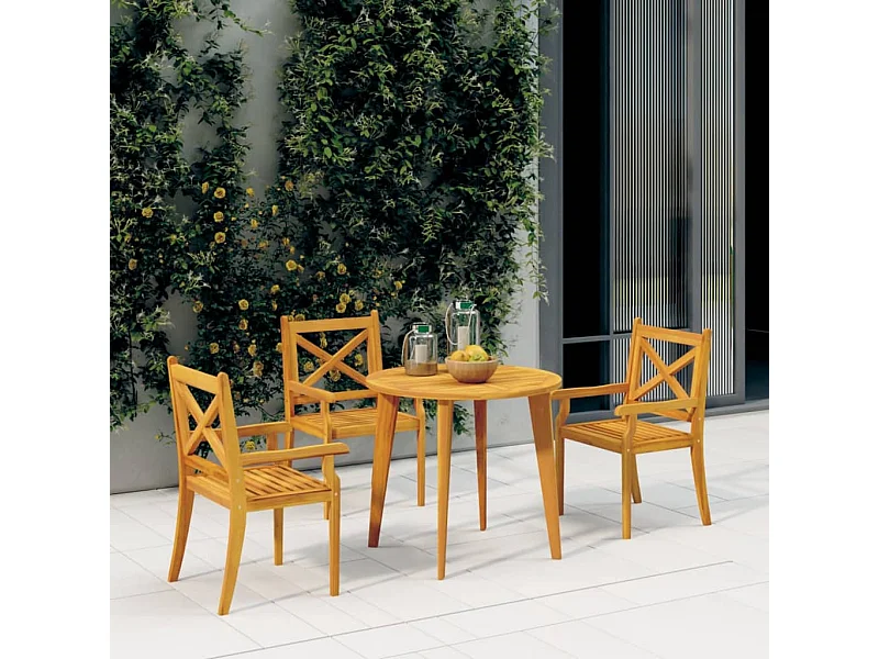 Chaises à manger d'extérieur lot de 3 Bois d'acacia massif