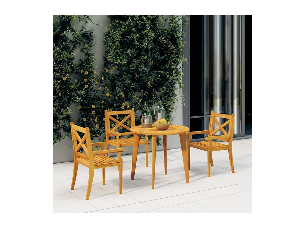 Chaises à manger d'extérieur lot de 3 Bois d'acacia massif