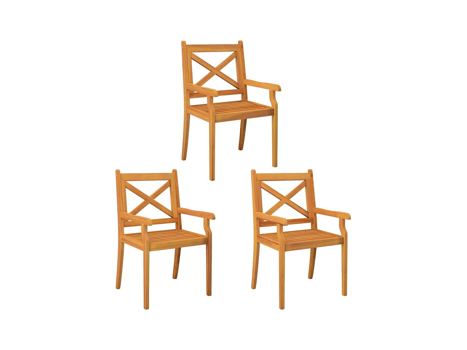 Chaises à manger d'extérieur lot de 3 Bois d'acacia massif