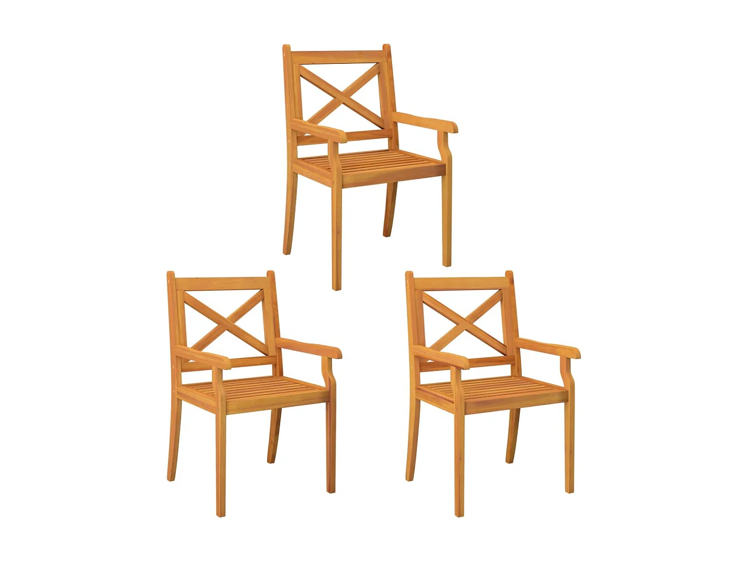 Set van 3 tuinstoelen van massief acaciahout