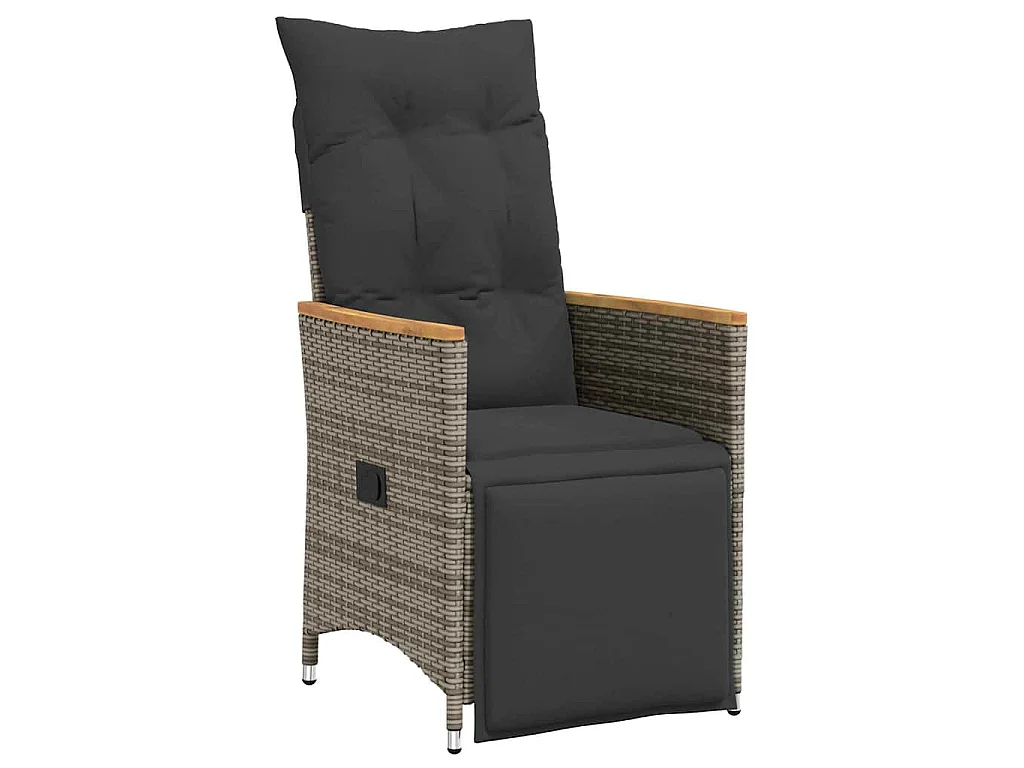 Ensemble de Salle à Manger de Jardin 3 Pièces avec Coussins Gris Poly Rattan