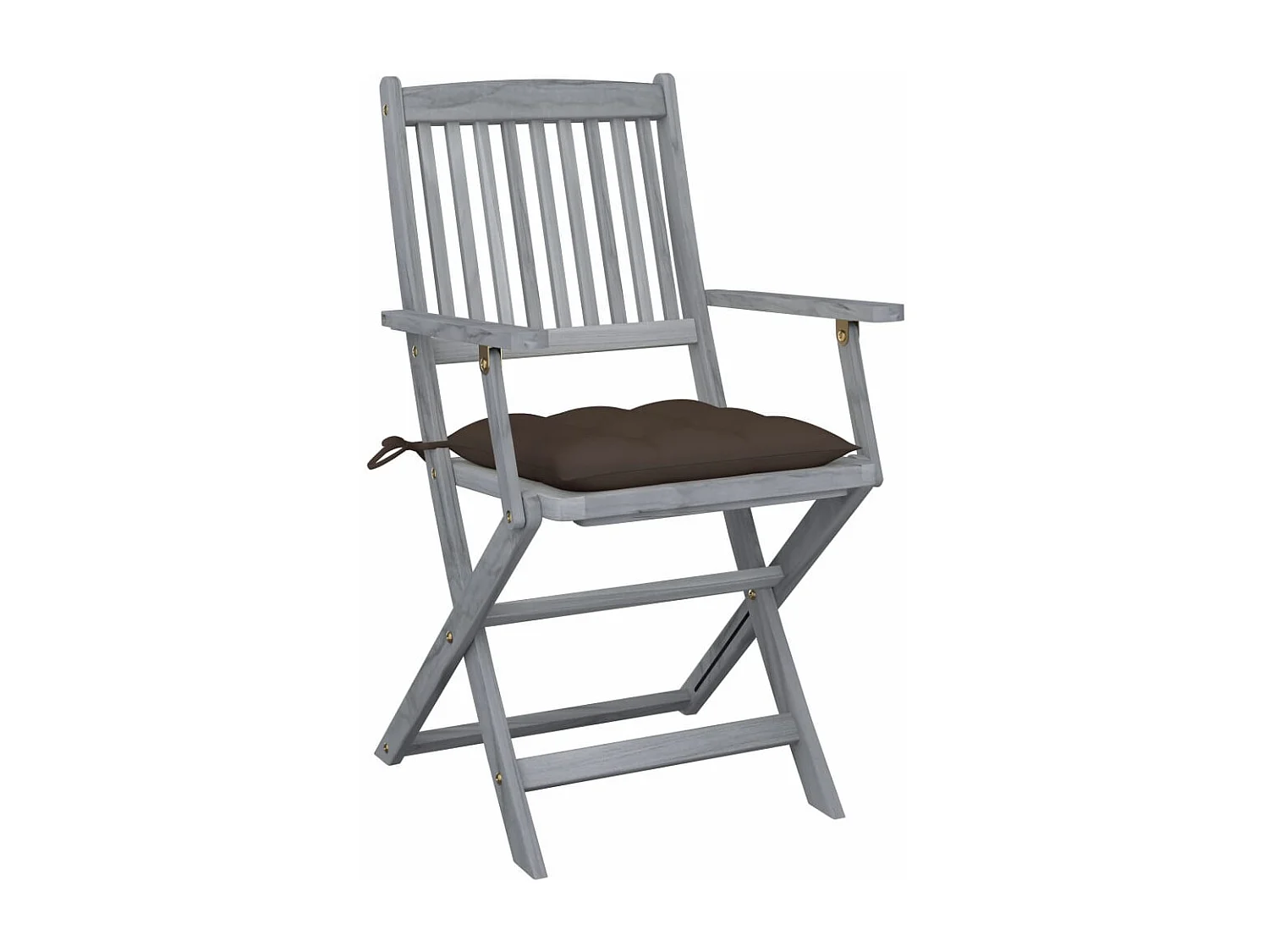 Set di 4 sedie pieghevoli da esterno e cuscini in legno di acacia