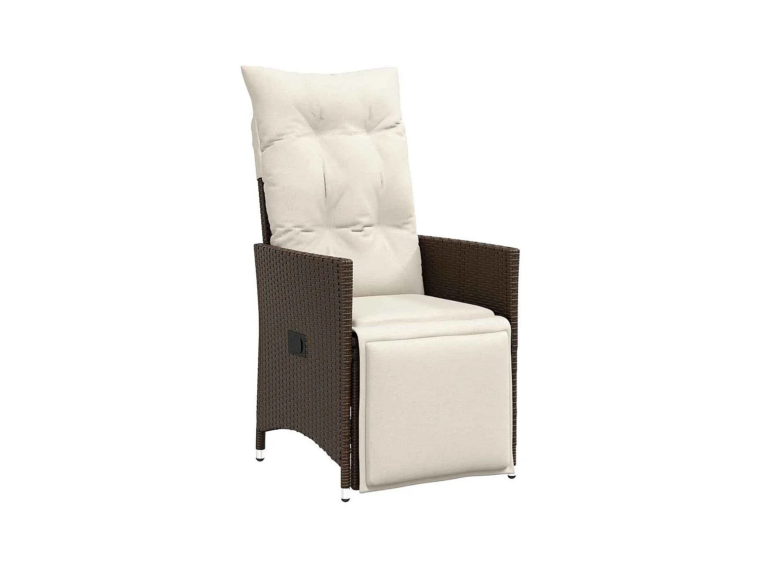 Set da pranzo da giardino 5 pezzi con cuscini in polyrattan marrone