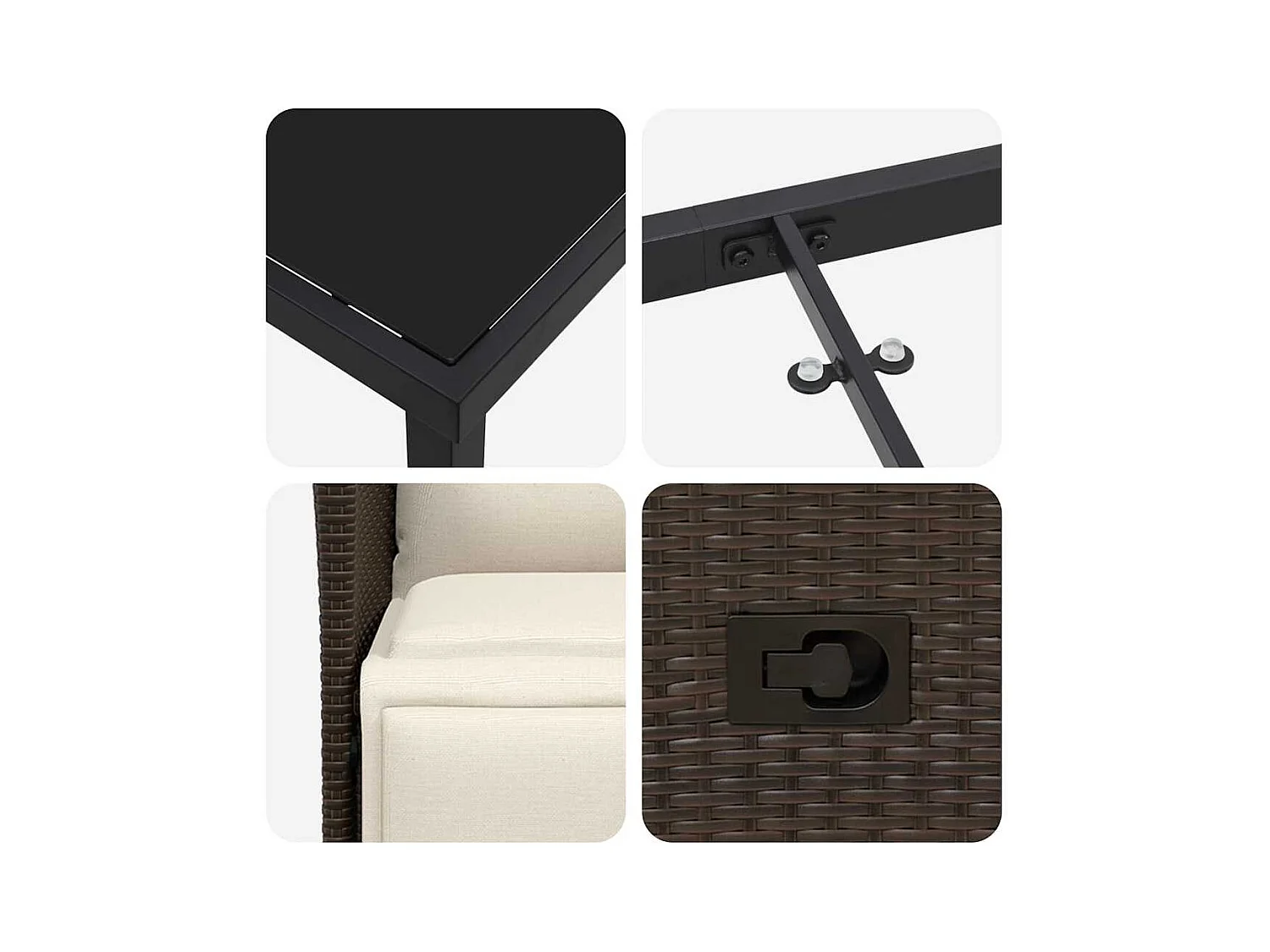 Set da pranzo da giardino 5 pezzi con cuscini in polyrattan marrone