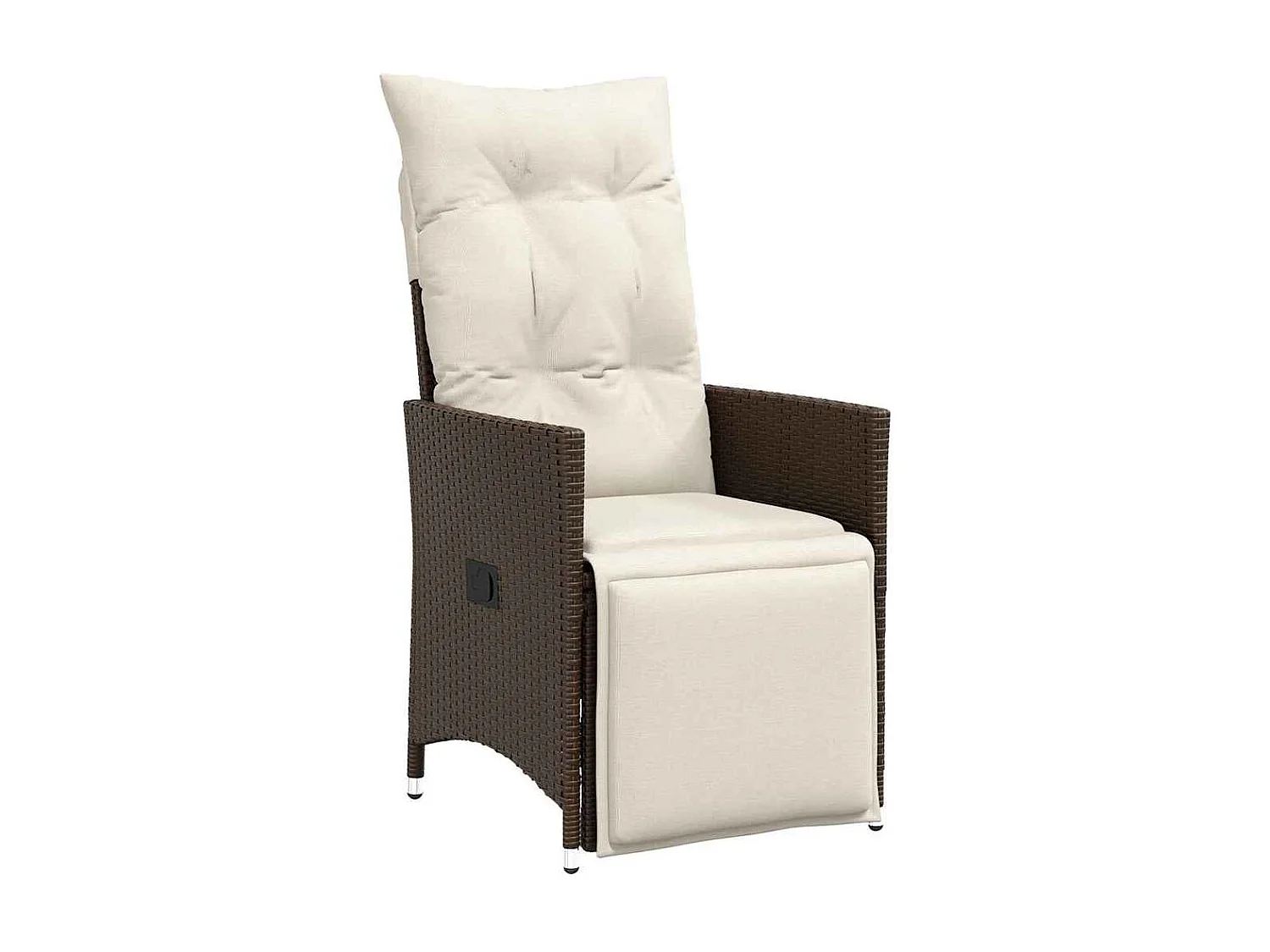 Ensemble de 5 pièces de salle à manger de jardin avec coussins marron en poly rattan