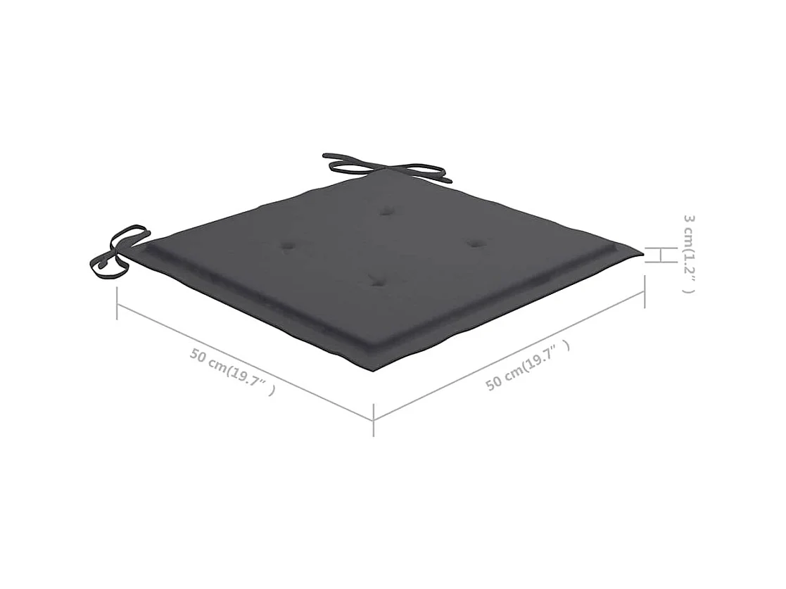 Set di 3 sedie da pranzo da giardino con cuscini in legno massello di acacia