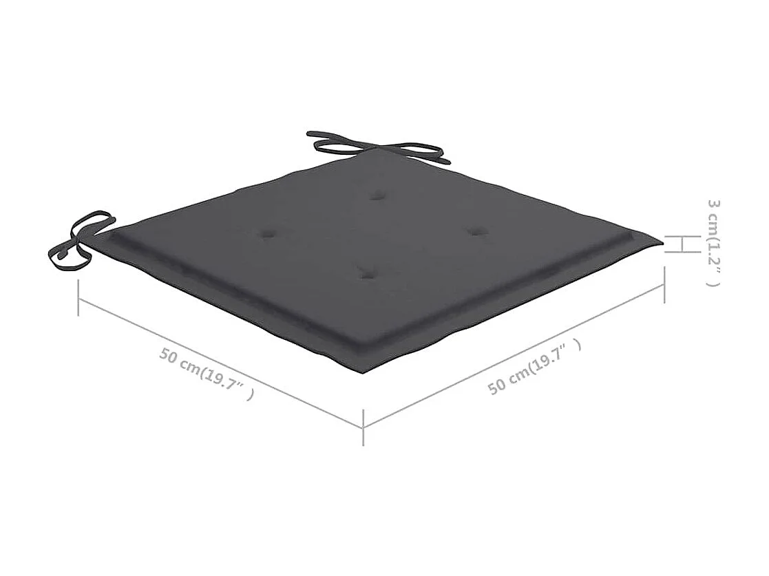 Chaises à manger de jardin avec coussins lot de 3 Acacia massif