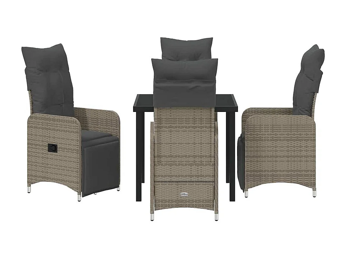 Ensemble de jardin 5 pièces avec coussins gris