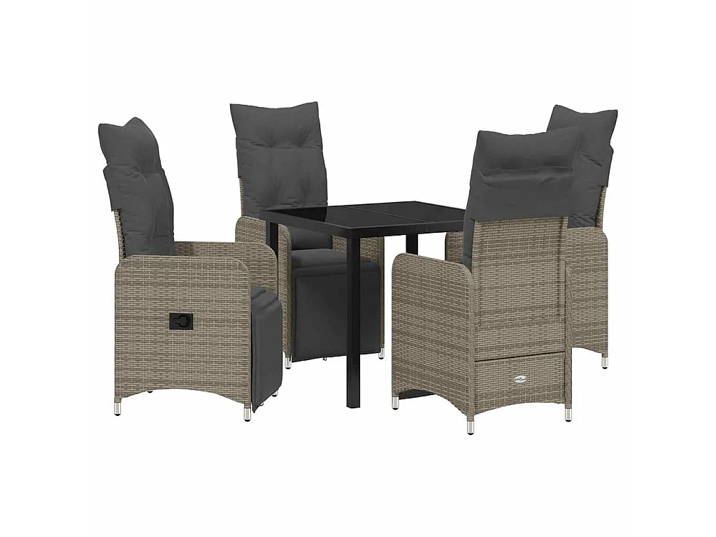 Ensemble de jardin 5 pièces avec coussins gris