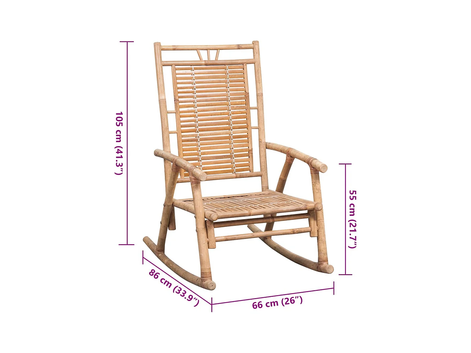 Chaise à bascule avec coussin Bambou