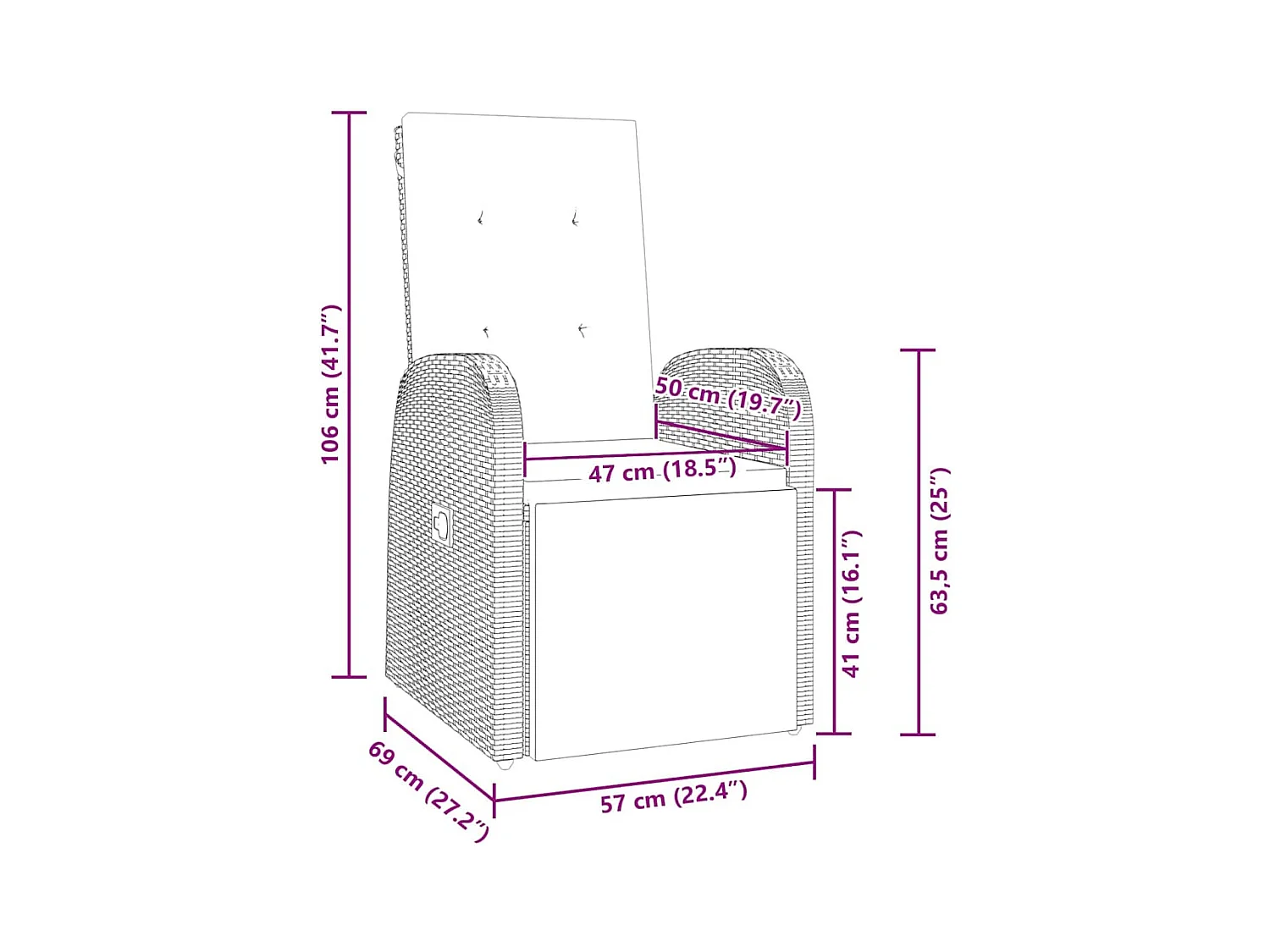 Set da pranzo da giardino 5 pezzi con cuscini grigi in polyrattan