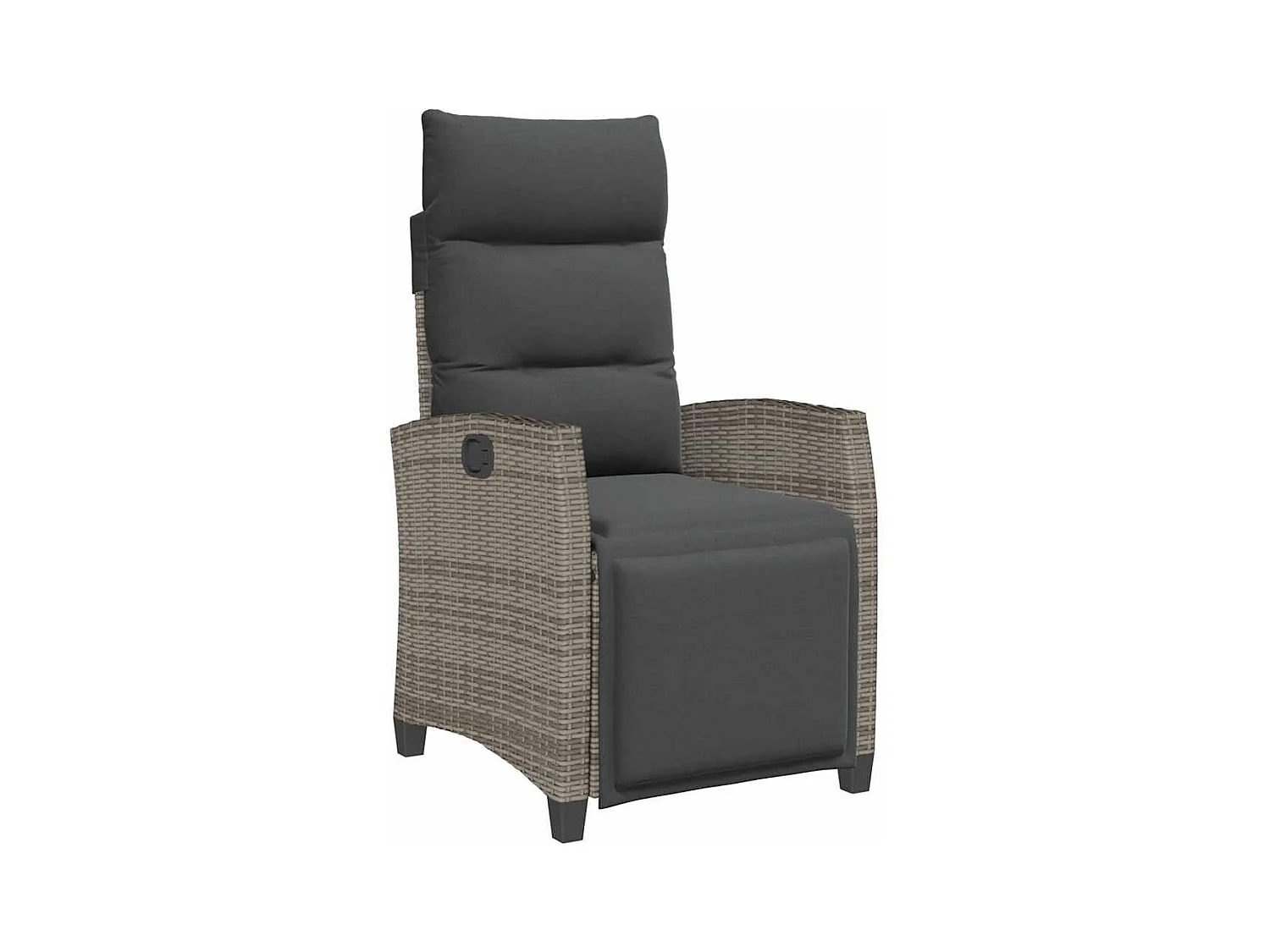 Sedia da giardino reclinabile con tavolino laterale in polyrattan grigio