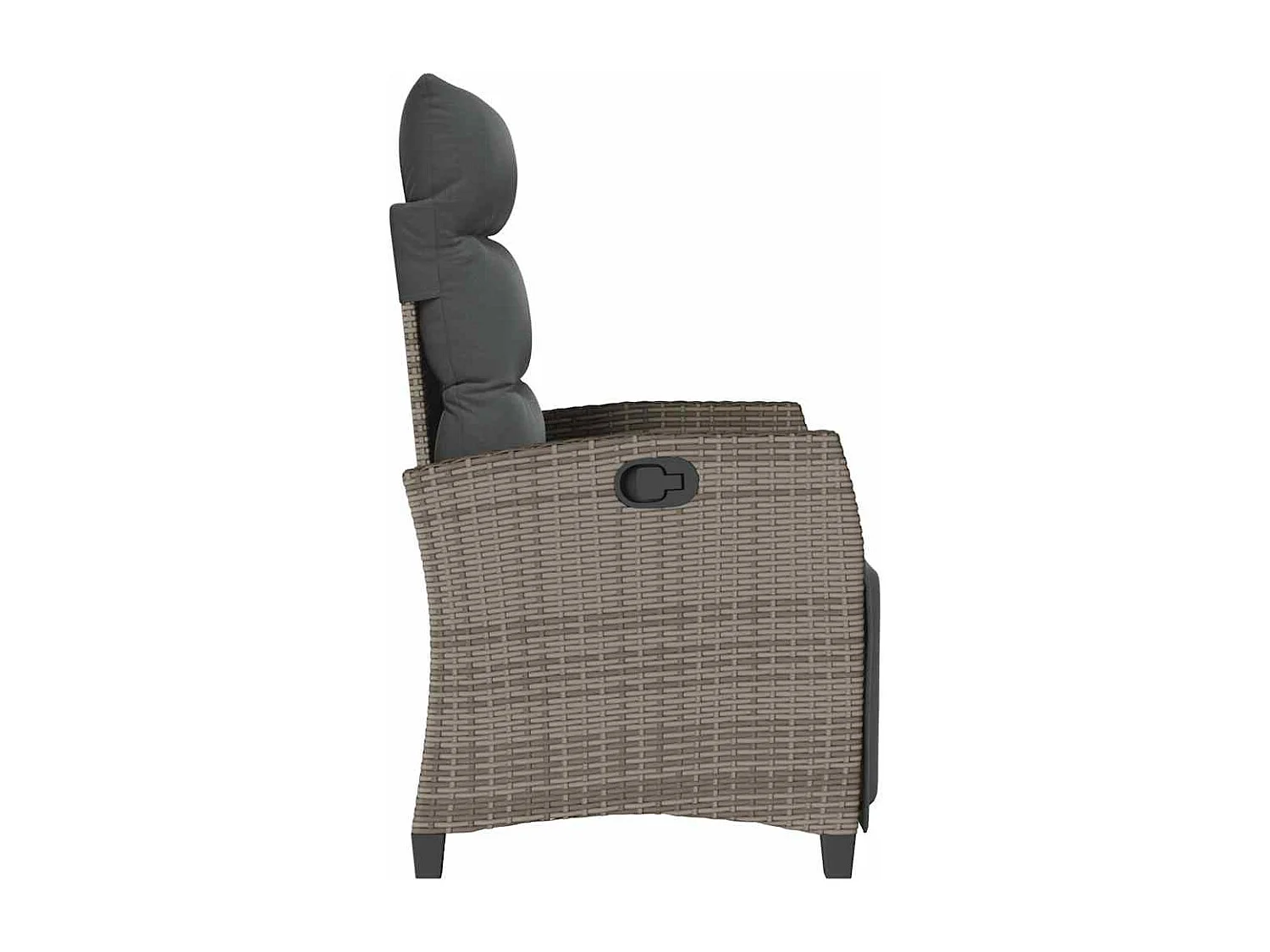 Sedia da giardino reclinabile con tavolino laterale in polyrattan grigio