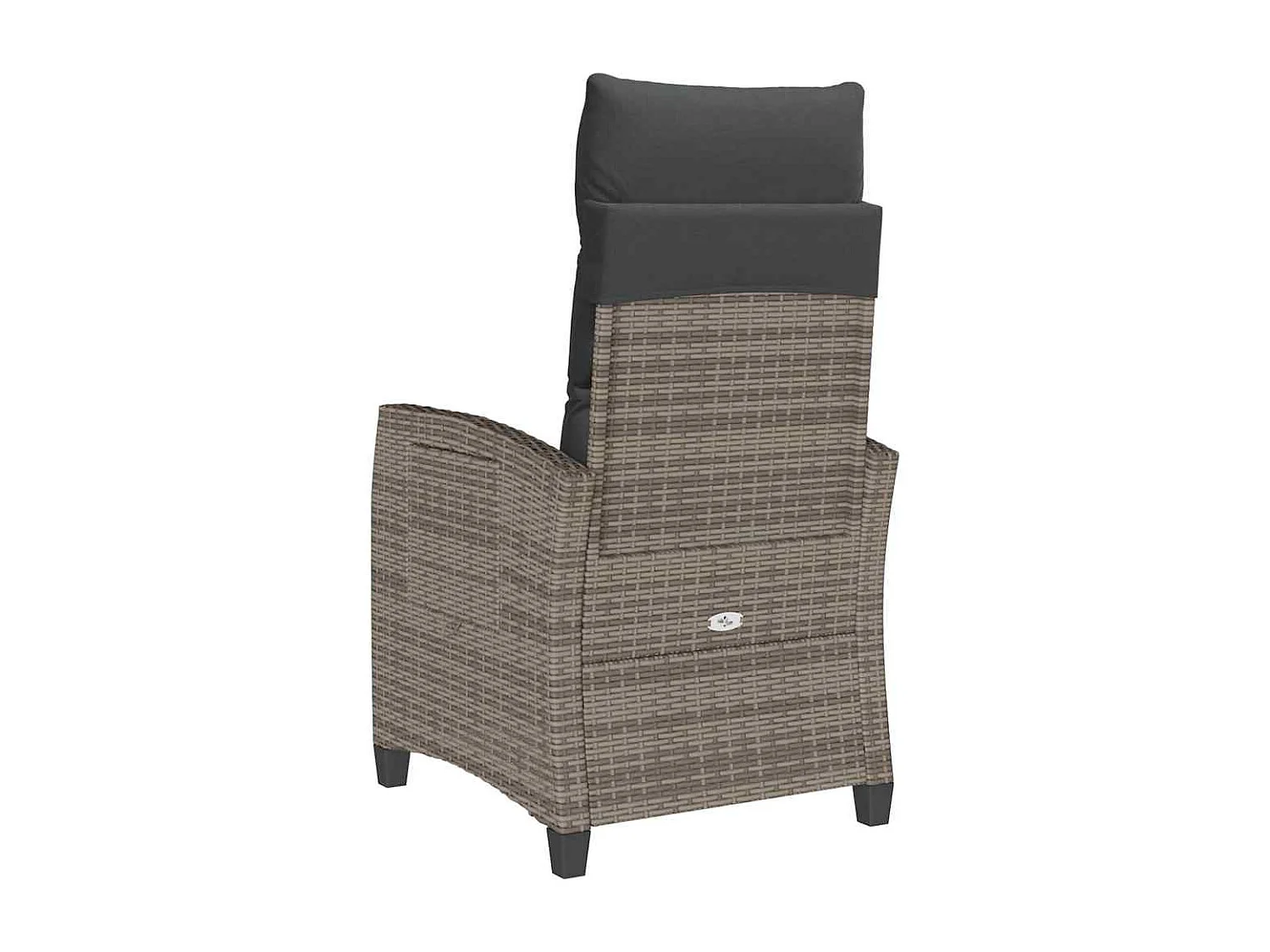 Sedia da giardino reclinabile con tavolino laterale in polyrattan grigio