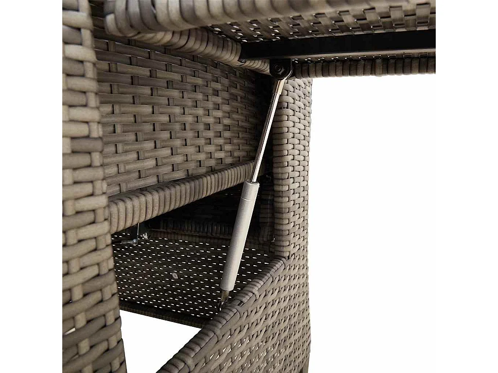 Sedia da giardino reclinabile con tavolino laterale in polyrattan grigio