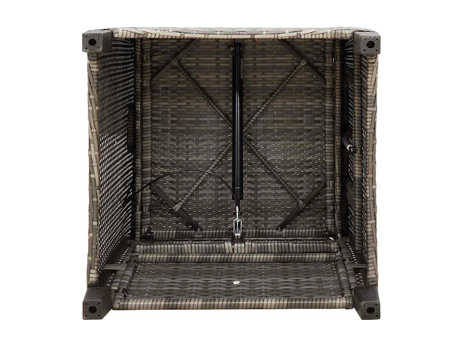 Sedia da giardino reclinabile con tavolino laterale in polyrattan grigio