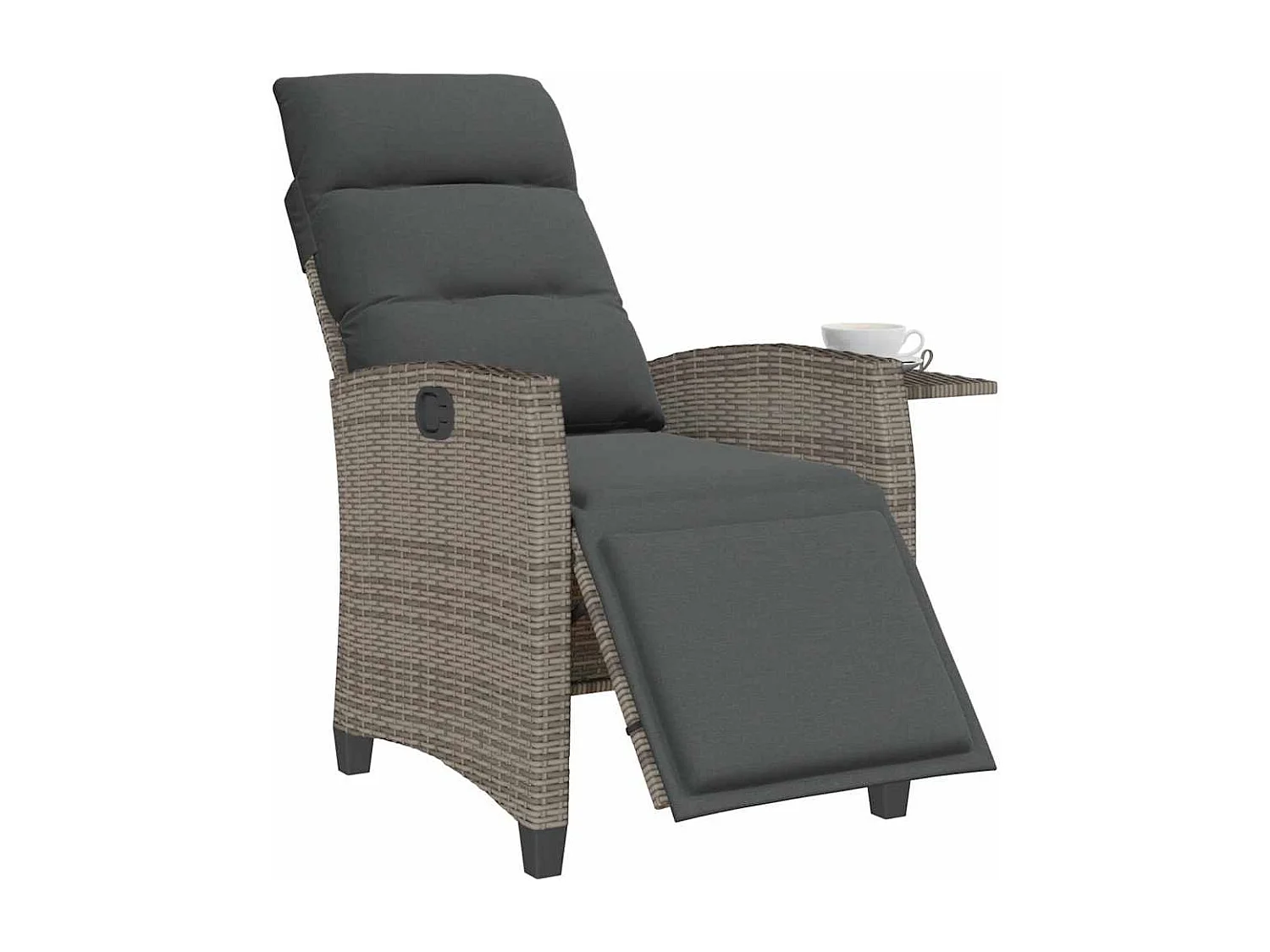 Chaise de jardin inclinable avec table d'appoint gris polyrotin