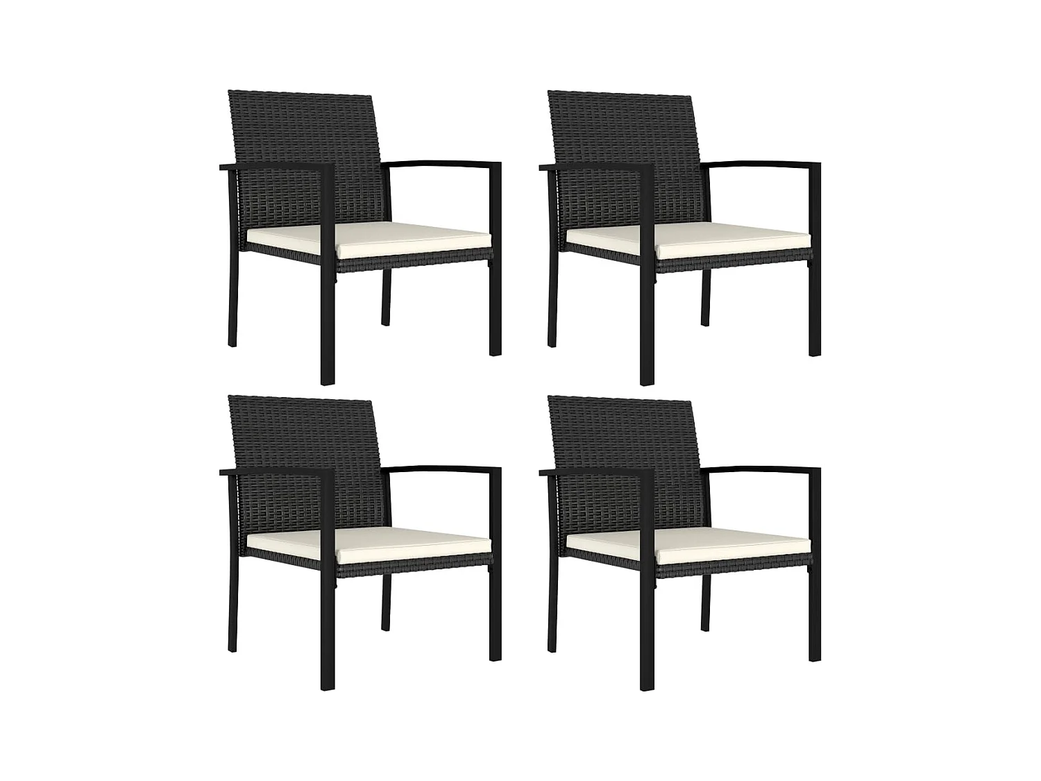Set di 4 sedie da pranzo da giardino in resina intrecciata nera
