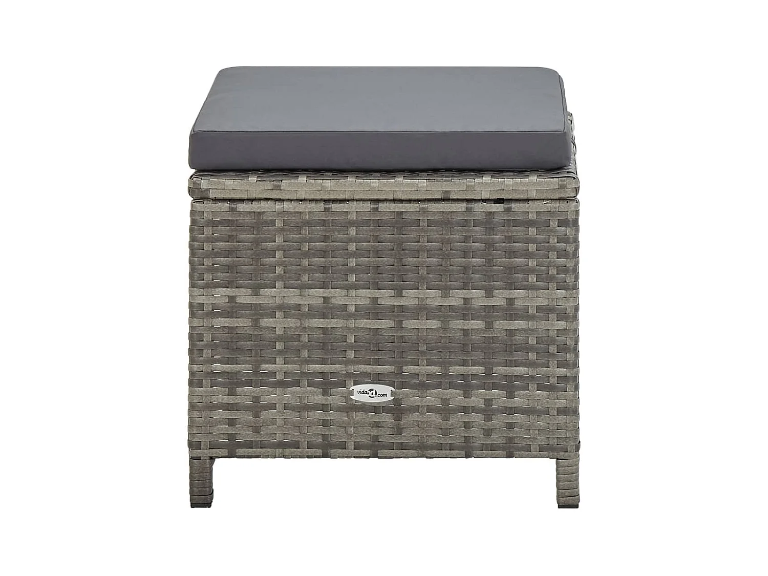 Set di 4 sgabelli da giardino con cuscini in resina intrecciata grigia