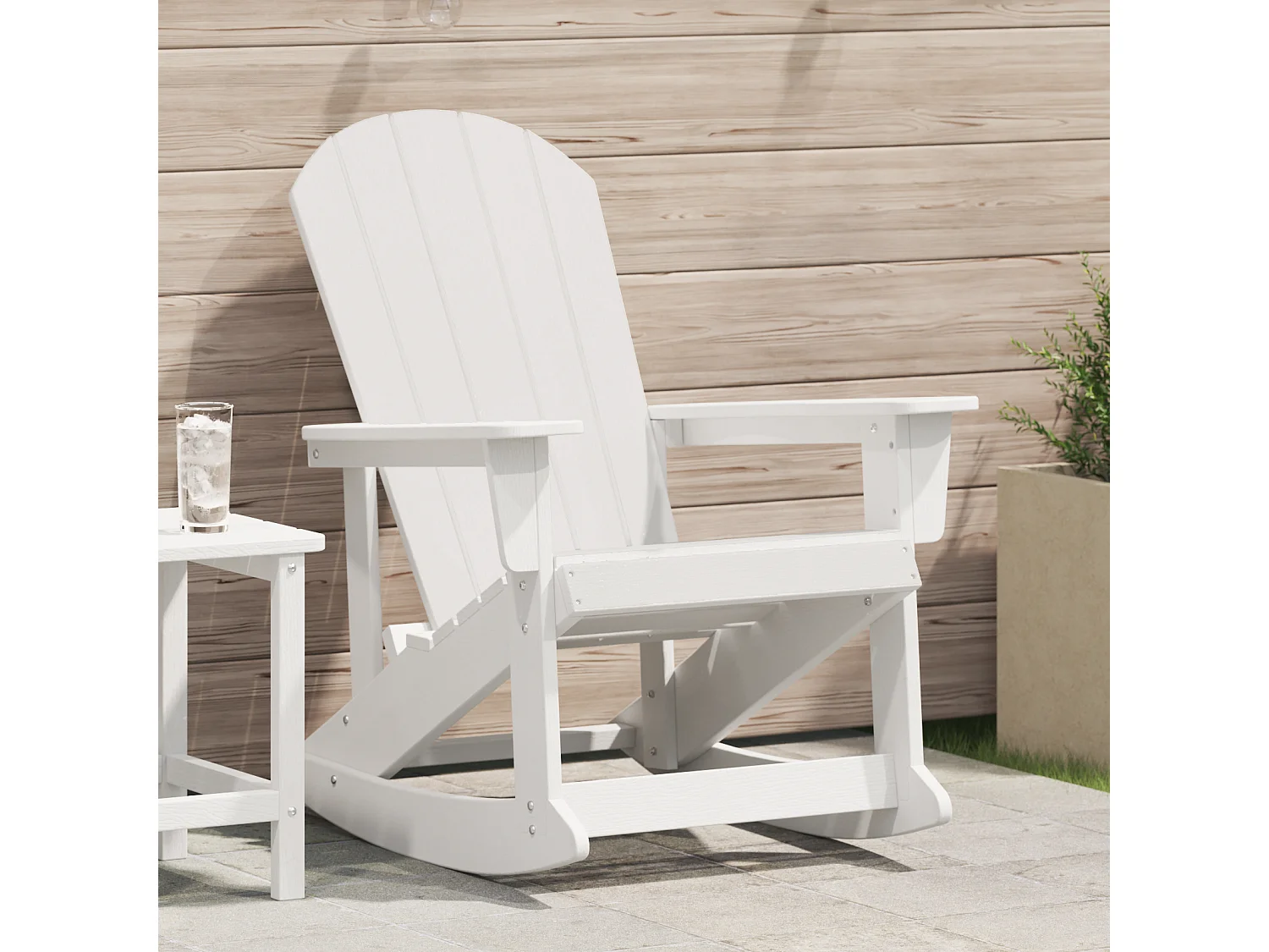 Sedia a dondolo Adirondack bianca 73,5x92x90 cm HDPE