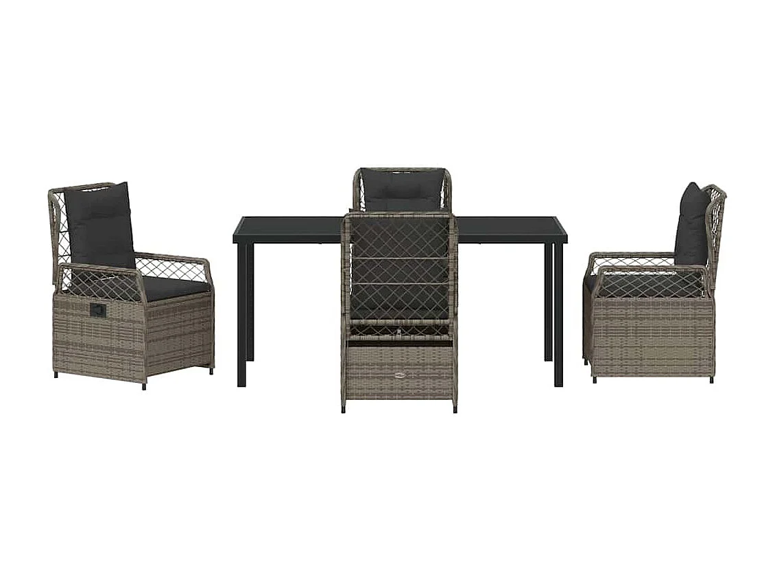 Set de jardin de 5 pièces Gris Poly Rattan