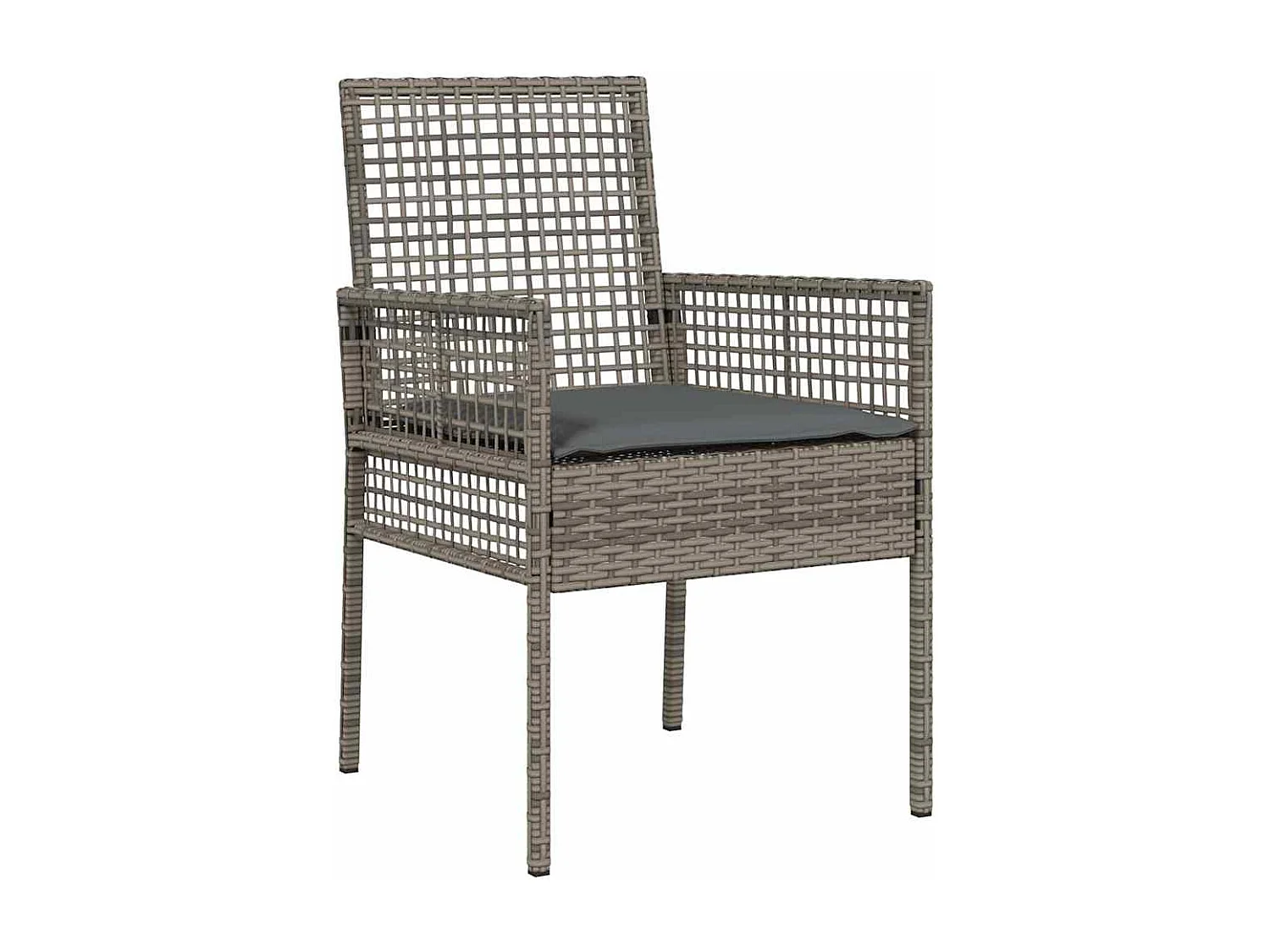 Set da pranzo da giardino 5 pezzi con cuscini in polyrattan grigio