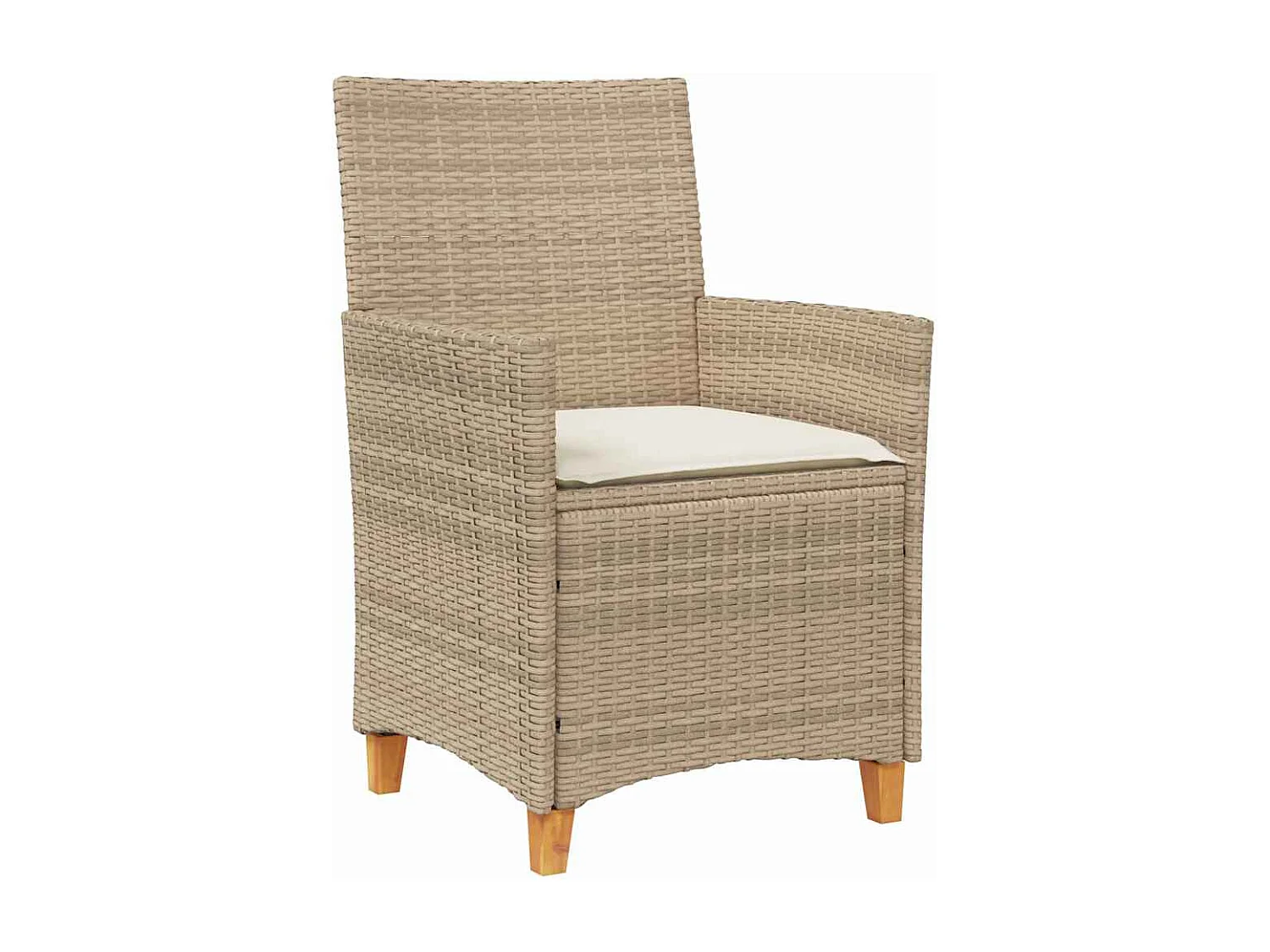 Set da pranzo da giardino 5 pezzi con cuscini in rattan beige e poly