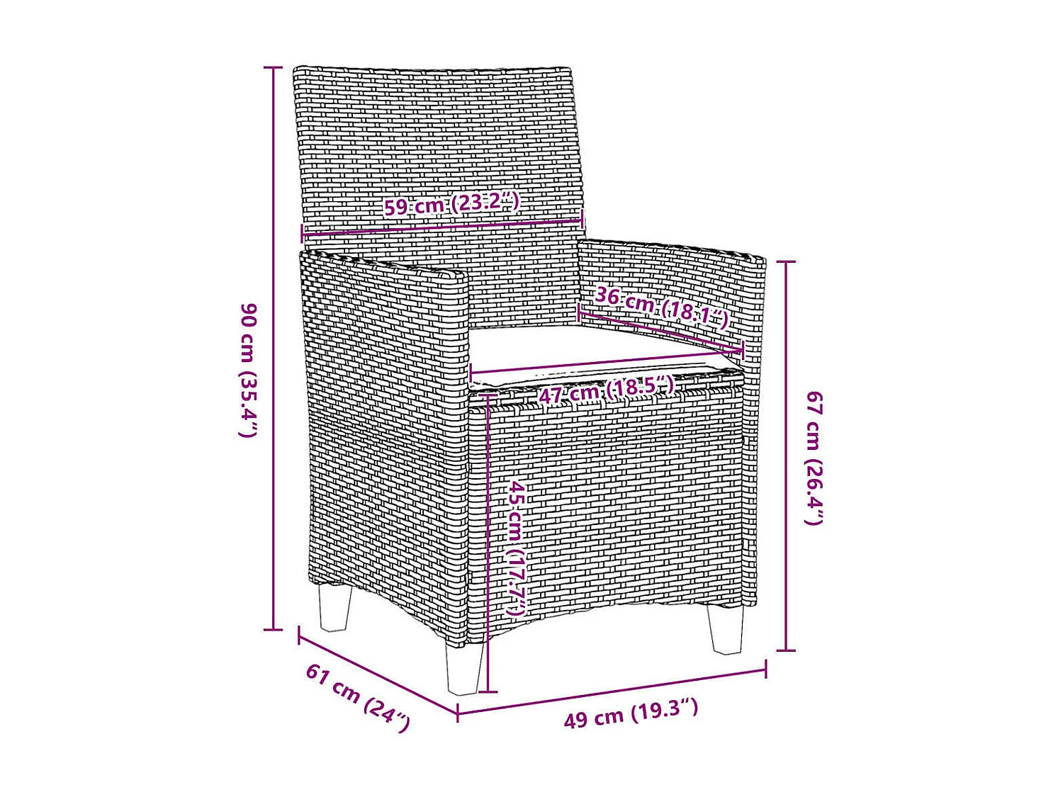 Set da pranzo da giardino 5 pezzi con cuscini in rattan beige e poly
